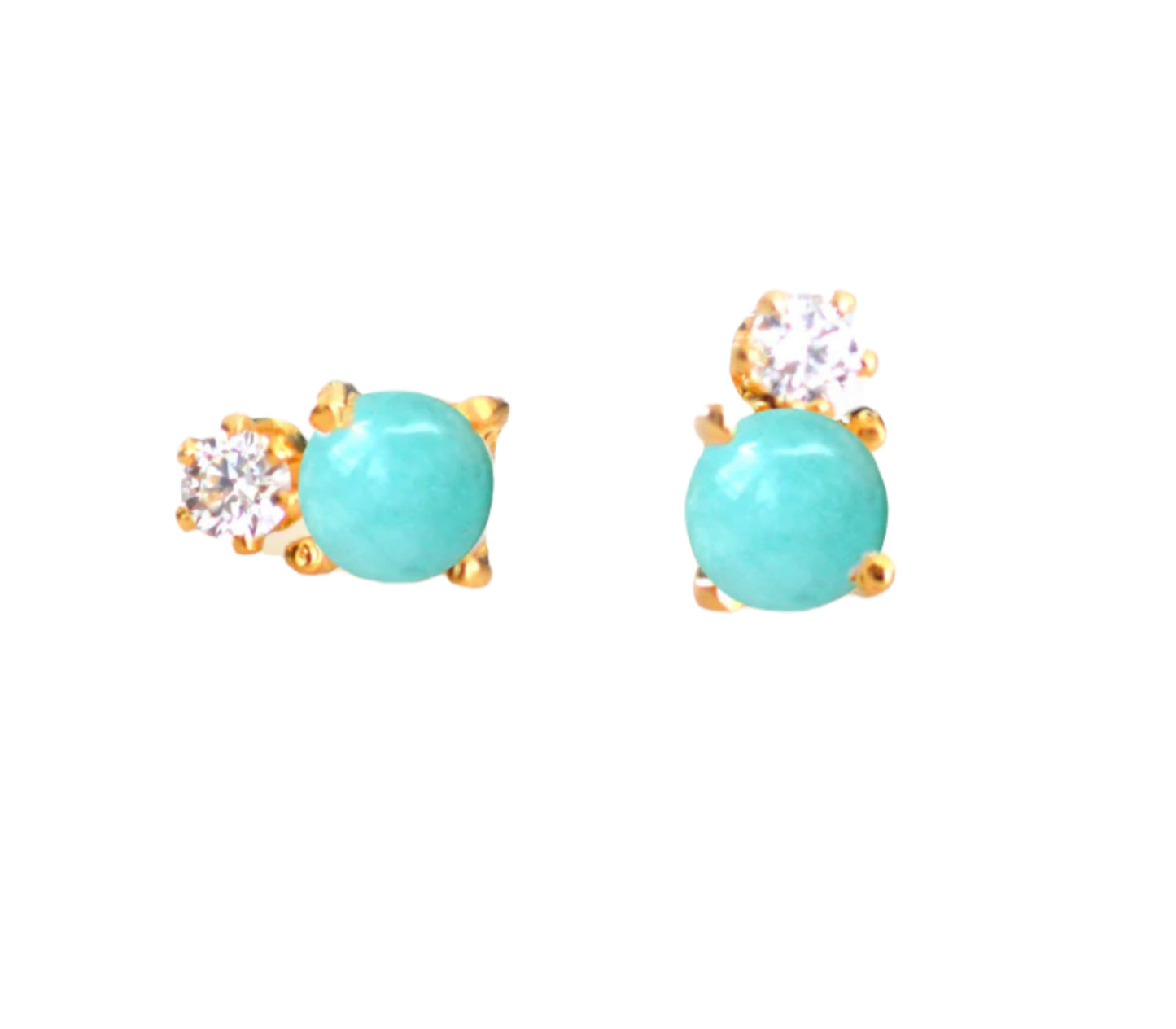 Turquoise & Diamond Stud Earrings