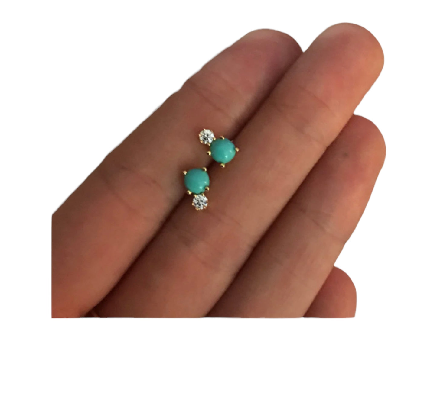 Turquoise & Diamond Stud Earrings